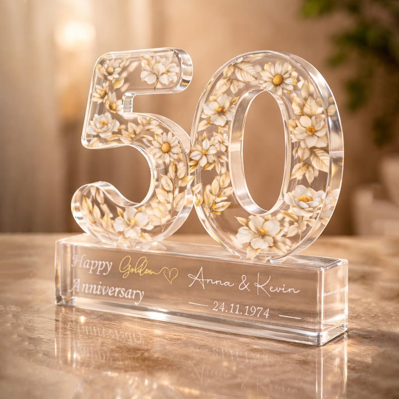 Personalized 50th Anniversary Gift, Golden Anniversary Block, Anniversary Gifts, 50th Anniversary Gift for Husband Wife Parents