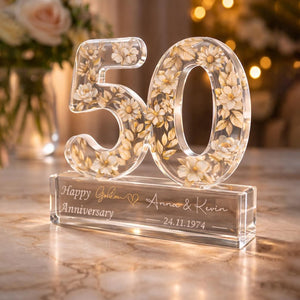 Personalized 50th Anniversary Gift, Golden Anniversary Block, Anniversary Gifts, 50th Anniversary Gift for Husband Wife Parents