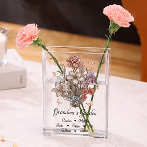 Personalized Grandma Flower Vase, Grandma's Garden Custom Name Vase Gift, Family Birth Flower Vase