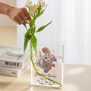 Personalized Grandma Flower Vase, Grandma's Garden Custom Name Vase Gift, Family Birth Flower Vase