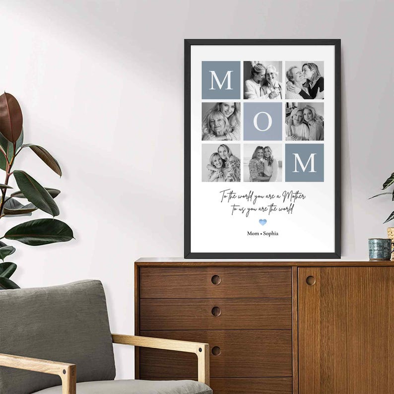 Personalized Mom Photo Poster, Custom Mother s Day Gift from Daughter or Son, Mum Picture Print Wall Art Keepsake, Grandma Gift