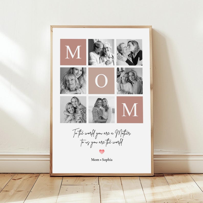 Personalized Mom Photo Poster, Custom Mother s Day Gift from Daughter or Son, Mum Picture Print Wall Art Keepsake, Grandma Gift