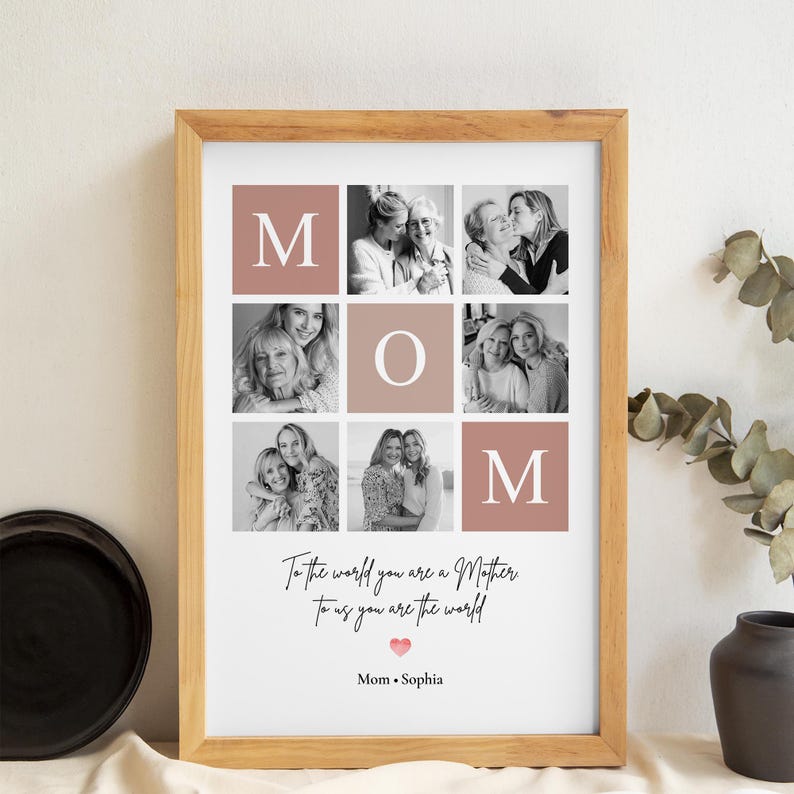 Personalized Mom Photo Poster, Custom Mother s Day Gift from Daughter or Son, Mum Picture Print Wall Art Keepsake, Grandma Gift