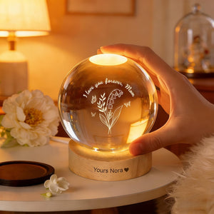 Custom Family Birth Flowers Lamp,Mother s Gifts for Grandma Mom Nana,Personalized Floral Crystal Ball Night Ligh with Your Name,Gift for Her