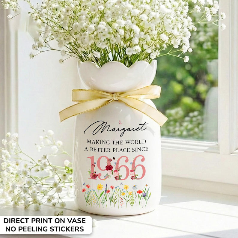 60th Birthday Flower Vase, 60th Birthday Gift For Women, Birthday Gifts for Sister, Besties Gift, Birthday Gift for Her, 1966 Floral Vase