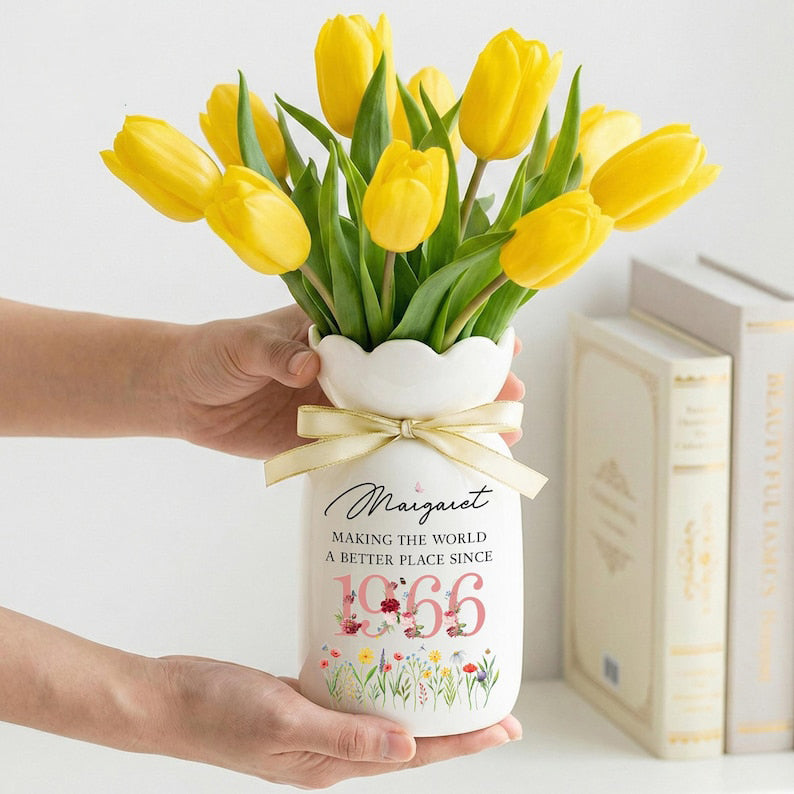 60th Birthday Flower Vase, 60th Birthday Gift For Women, Birthday Gifts for Sister, Besties Gift, Birthday Gift for Her, 1966 Floral Vase