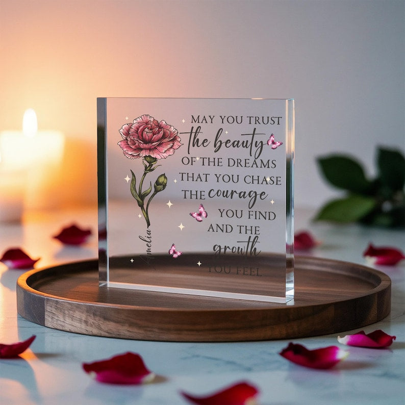 Personalised Inspirational Acrylic Plaque, Custom Name Motivational Quote Gift for Her, Encouragement Gift for Women