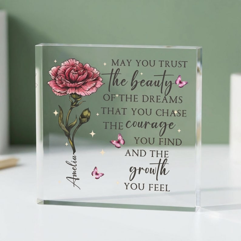Personalised Inspirational Acrylic Plaque, Custom Name Motivational Quote Gift for Her, Encouragement Gift for Women
