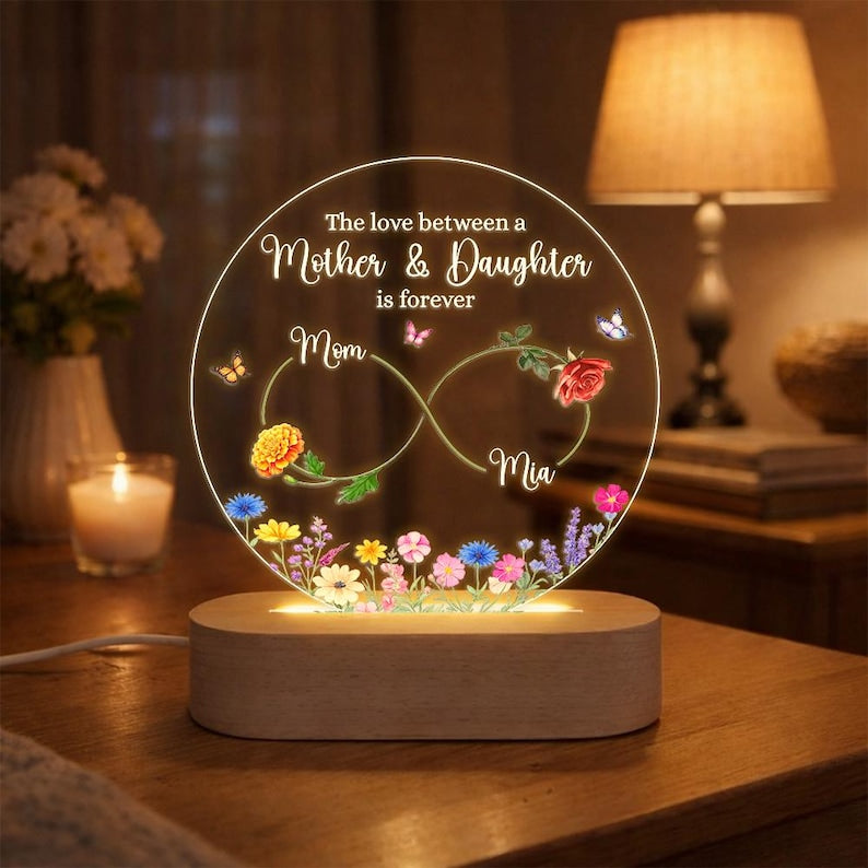 The Love Between Mother And Daughter Is Forever Night Light, Mom Daughter Gift, Daughter Mother Gift, Mothers Day Gift For Mom From Daughter