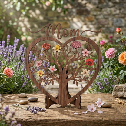Personalized Family Tree Wooden Sign with Names | Heart Wood Decor | Mother's Day Gift