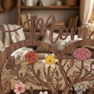Personalized Family Tree Wooden Sign with Names | Heart Wood Decor | Mother's Day Gift