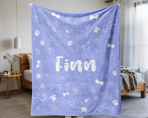 Personalized Dog Name Blanket, Custom Pet Blankets Gifts for Pets Lovers