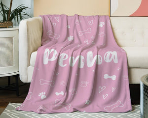 Personalized Dog Name Blanket, Custom Pet Blankets Gifts for Pets Lovers