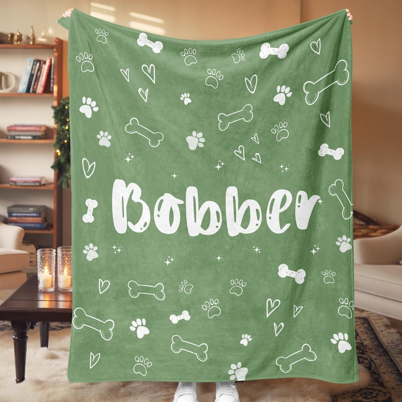 Personalized Dog Name Blanket, Custom Pet Blankets Gifts for Pets Lovers