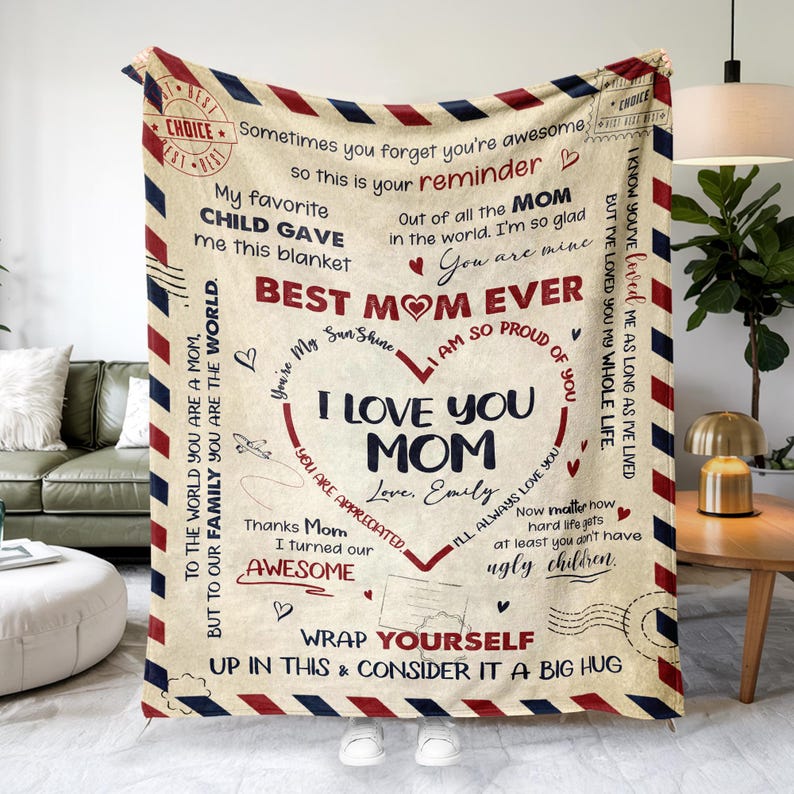 Personalized Mother's Day Blanket, Mother's Day Gift for Mom From Children