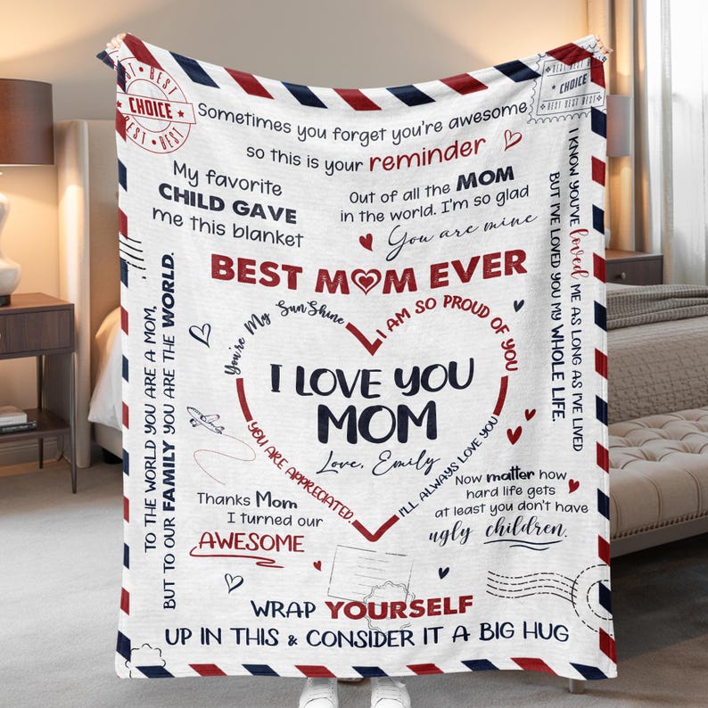 Personalized Mother's Day Blanket, Mother's Day Gift for Mom From Children