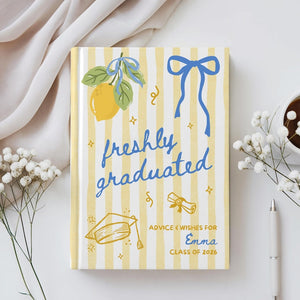 Personalized Freshly Graduated Book, Custom Graduation Guestbook, High School Graduation Messages, Book Lover Grad Party Book