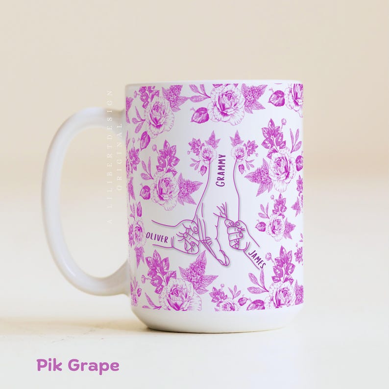 Gift for Boy Mom Twin Mommy Personalized Mother's Day Mug Baby Shower Birthday Custom Cup Custom Mother's Day Mug Holding Hands with Kids