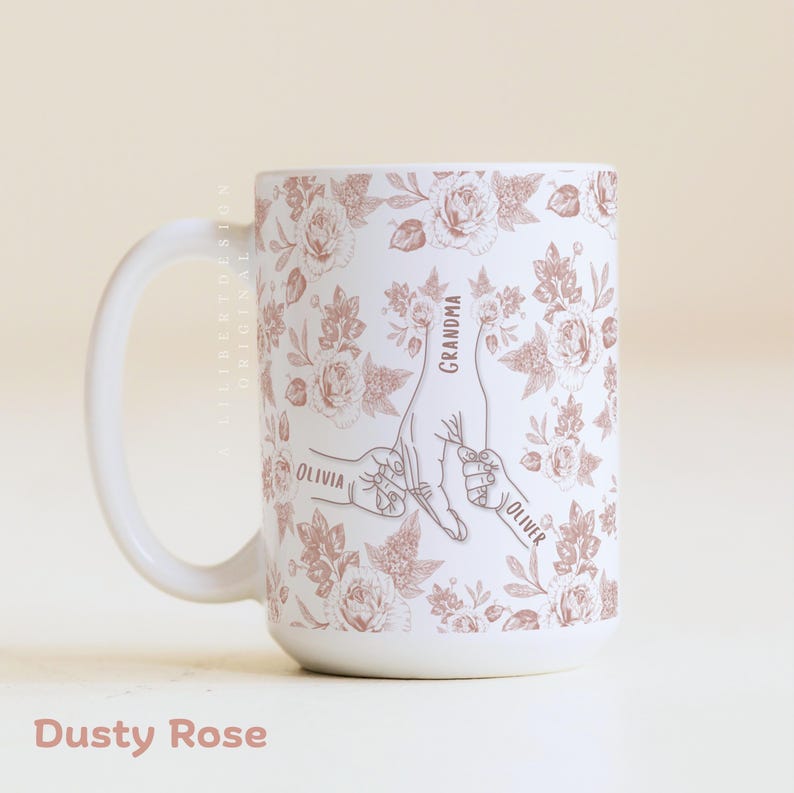 Gift for Boy Mom Twin Mommy Personalized Mother's Day Mug Baby Shower Birthday Custom Cup Custom Mother's Day Mug Holding Hands with Kids
