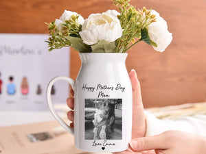 Personalized Mothers Day Vase, Custom Photo Gift for Mom, Flower Vase with Picture, Mom Keepsake Gift