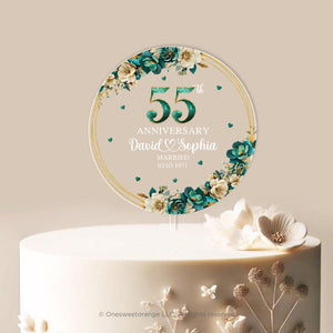 Personalized 55th Wedding Anniversary Acrylic Cake Topper, 55th Anniversary Cake Topper, 55 Anniversary Gift, 55th Wedding Anniversary Decor