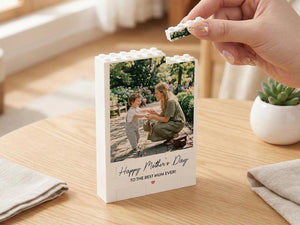 Personalized Mother s Day Gift for Mom, Custom Photo Building Block Puzzle, Picture Keepsake for New Mom, Gift from Daughter Son, Fun Gift