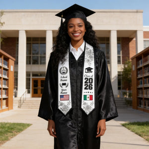 Custom Graduation Stole With Name&Logo, Personalized School Color Graduation Sash