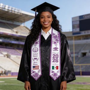 Custom Graduation Stole With Name&Logo, Personalized School Color Graduation Sash