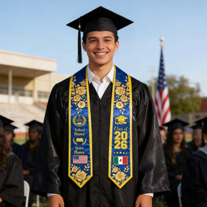 Custom Graduation Stole With Name&Logo, Personalized School Color Graduation Sash