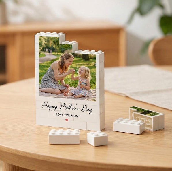 Personalized Mother s Day Gift for Mom, Custom Photo Building Block Puzzle, Picture Keepsake for New Mom, Gift from Daughter Son, Fun Gift