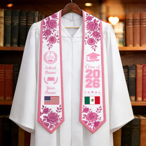 Custom Graduation Stole With Name&Logo, Personalized School Color Graduation Sash
