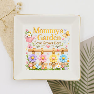 Personalized Mom Jewelry Dish, Custom Kids Names Ceramic Ring Dish, Mother's Day Gift, Jewelry Tray Gift for Mom, Gift from Daughter, Son