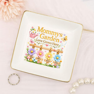 Personalized Mom Jewelry Dish, Custom Kids Names Ceramic Ring Dish, Mother's Day Gift, Jewelry Tray Gift for Mom, Gift from Daughter, Son