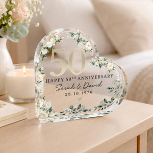Personalised Floral 50th Anniversary Gift, Golden Anniversary Plaque, Anniversary Gifts, 50th Anniversary Gift for Husband Wife Parents
