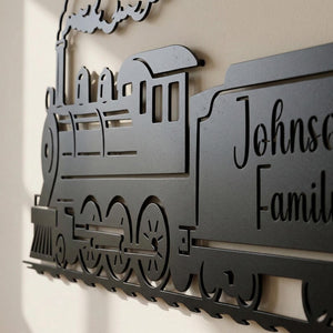 Personalized Steam Train Metal Wall Art | Custom Family Name Sign | Housewarming Gift