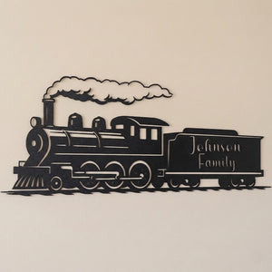 Personalized Steam Train Metal Wall Art | Custom Family Name Sign | Housewarming Gift
