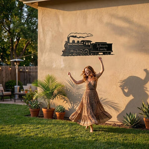 Personalized Steam Train Metal Wall Art | Custom Family Name Sign | Housewarming Gift