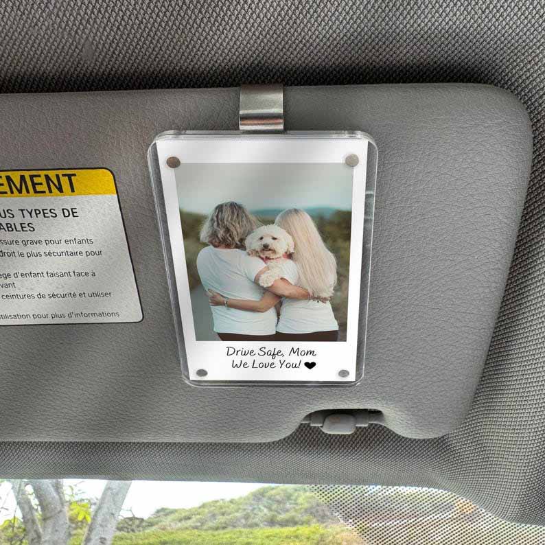 Gift for Mom Personalized Car Visor Clip Custom Photo Memory Keepsake Sentimental Mothers Day Gift from Daughter Son Unique Car Accessory