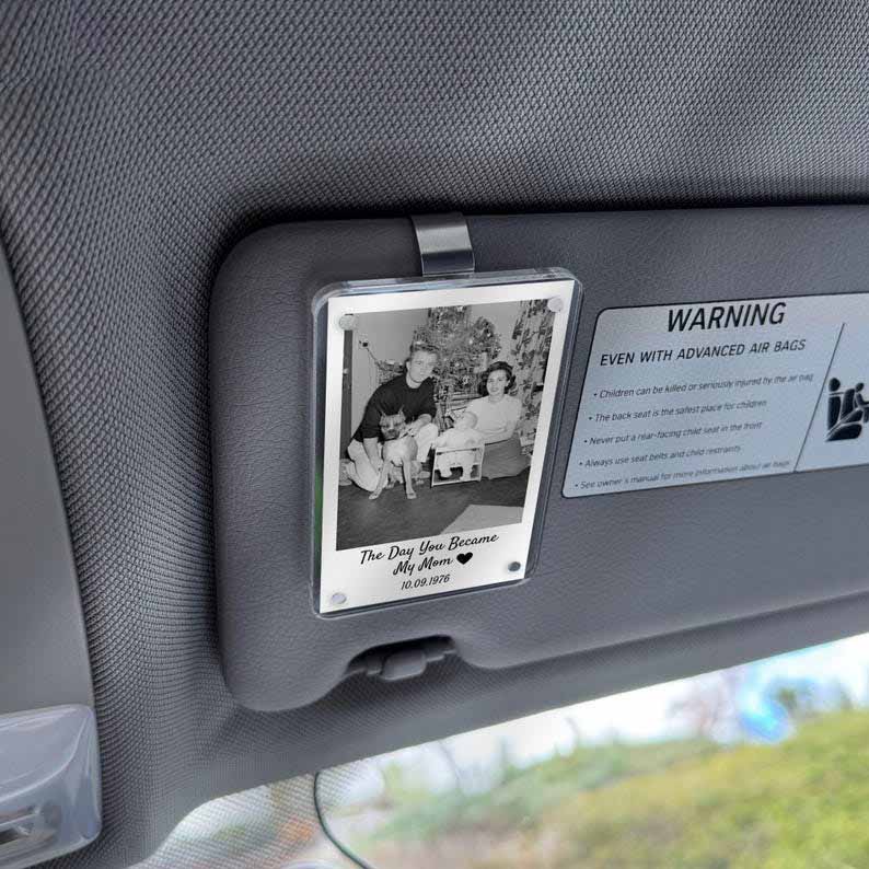 Gift for Mom Personalized Car Visor Clip Custom Photo Memory Keepsake Sentimental Mothers Day Gift from Daughter Son Unique Car Accessory