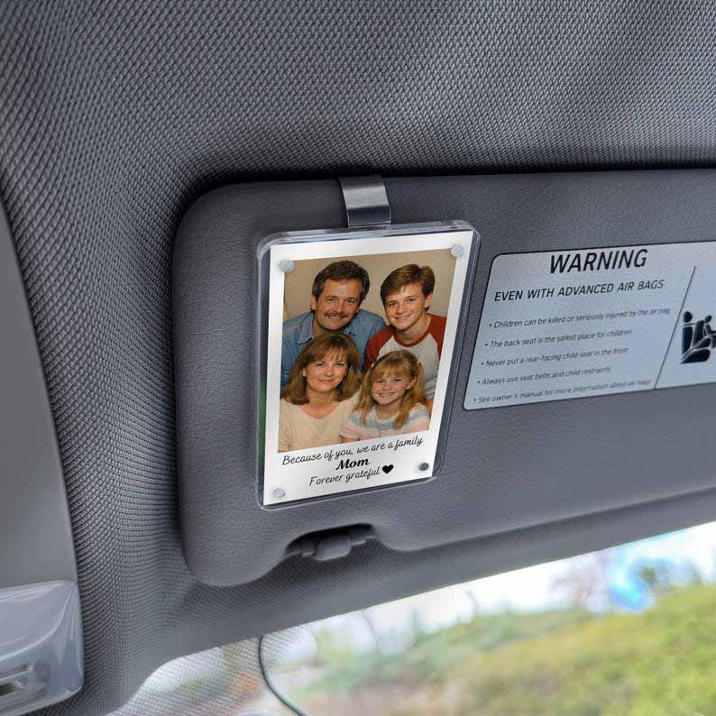 Gift for Mom Personalized Car Visor Clip Custom Photo Memory Keepsake Sentimental Mothers Day Gift from Daughter Son Unique Car Accessory
