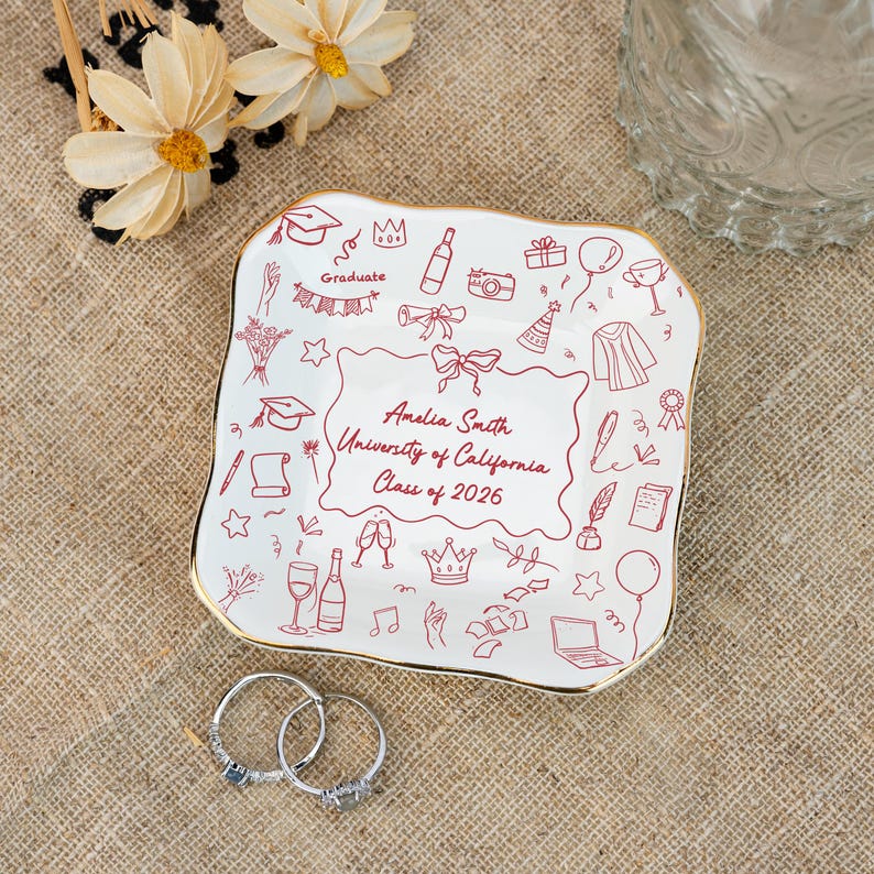 Unique Graduation Gifts: Custom Graduation Jewelry Dish,Graduation Trinket Dish,College Gifts,Class Of 2026,Graduation Gifts for Daughter