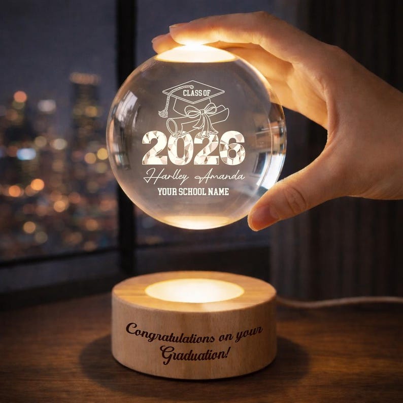Personalized Graduation Gift, Class of 2026 Crystal Ball Night Light, Graduation Day, Graduation Gift For Senior Congrats on your graduation