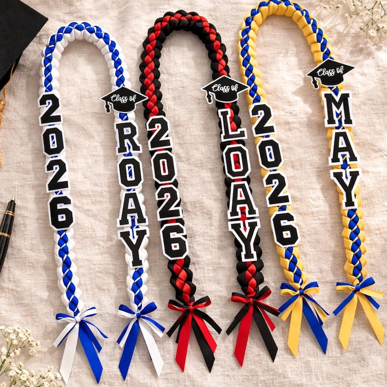 Personalized 2026 Graduation Lei, Custom Name Ribbon Lei Class of 2026, Graduation Gift For Men Women, Senior Night Gift Lei