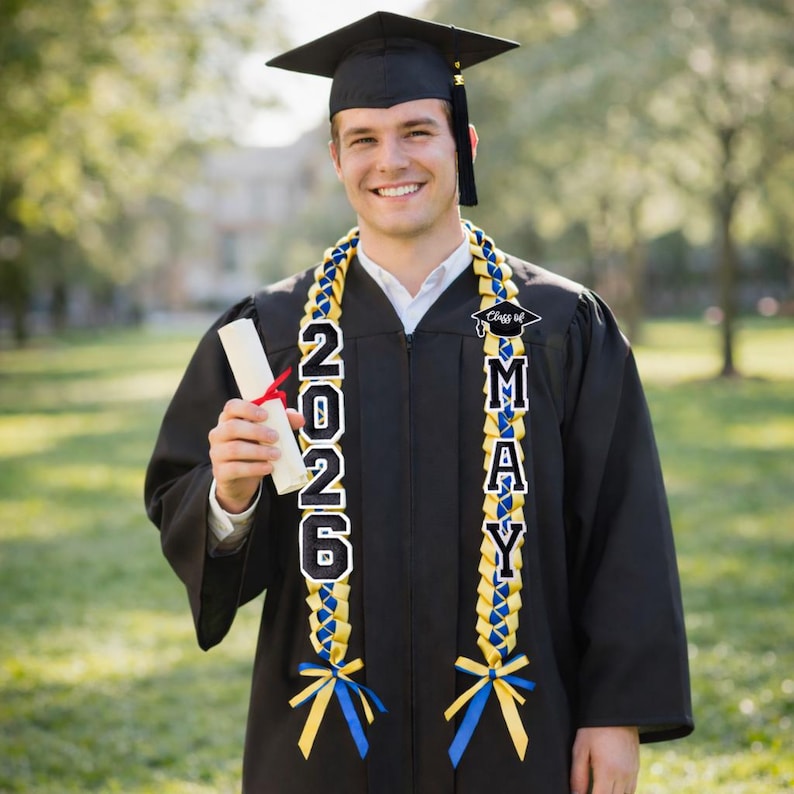 Personalized 2026 Graduation Lei, Custom Name Ribbon Lei Class of 2026, Graduation Gift For Men Women, Senior Night Gift Lei