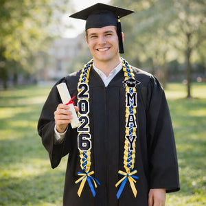 Personalized 2026 Graduation Lei, Custom Name Ribbon Lei Class of 2026, Graduation Gift For Men Women, Senior Night Gift Lei