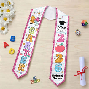 Custom Name Kid Graduation Stole, Grad Gift for Kids, Class of 2026 Kindergarten Stole, Kids Graduation Sash, Preschool Graduation Stole