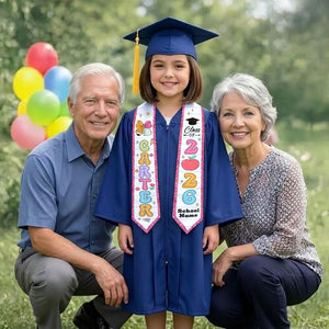Custom Name Kid Graduation Stole, Grad Gift for Kids, Class of 2026 Kindergarten Stole, Kids Graduation Sash, Preschool Graduation Stole