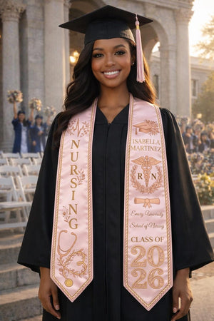 Personalized Nursing Graduation Stole with Name, RN Symbol