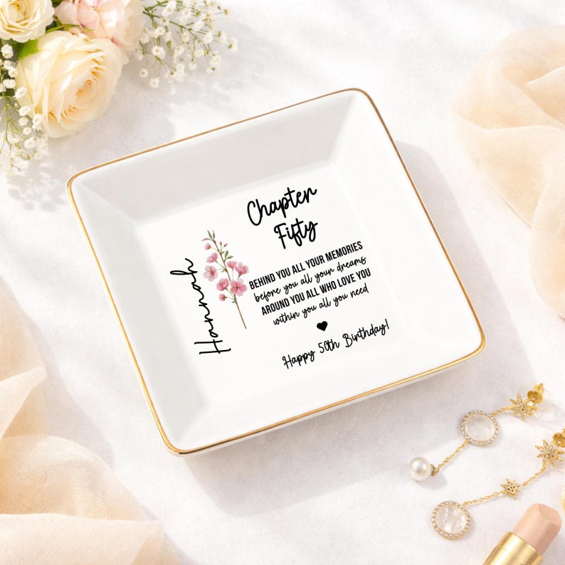 50th Birthday Gifts For Women, Personalized 50th Birthday Jewelry Tray, 1976 Birthday Gift, Fifty Birthday Gift For Her