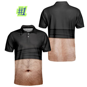 Funny Belly Polo Shirt for Men, Dad Bod Illusion Polo, Novelty Beer Belly Shirt, Hilarious Party Polo, Gag Gift for Dad Husband